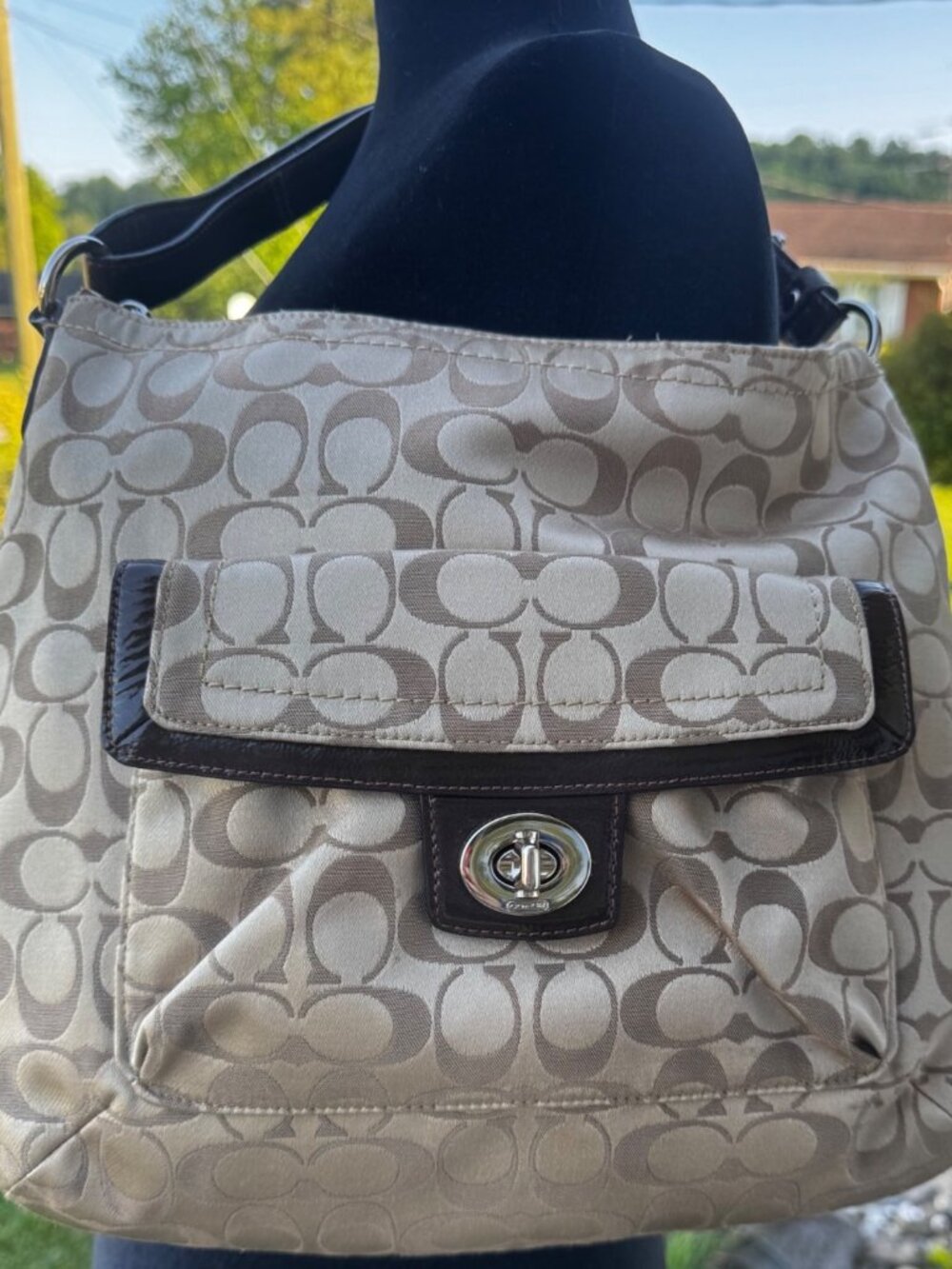 Coach Penelope signature turn lock flap hobo bag (2008-2009)